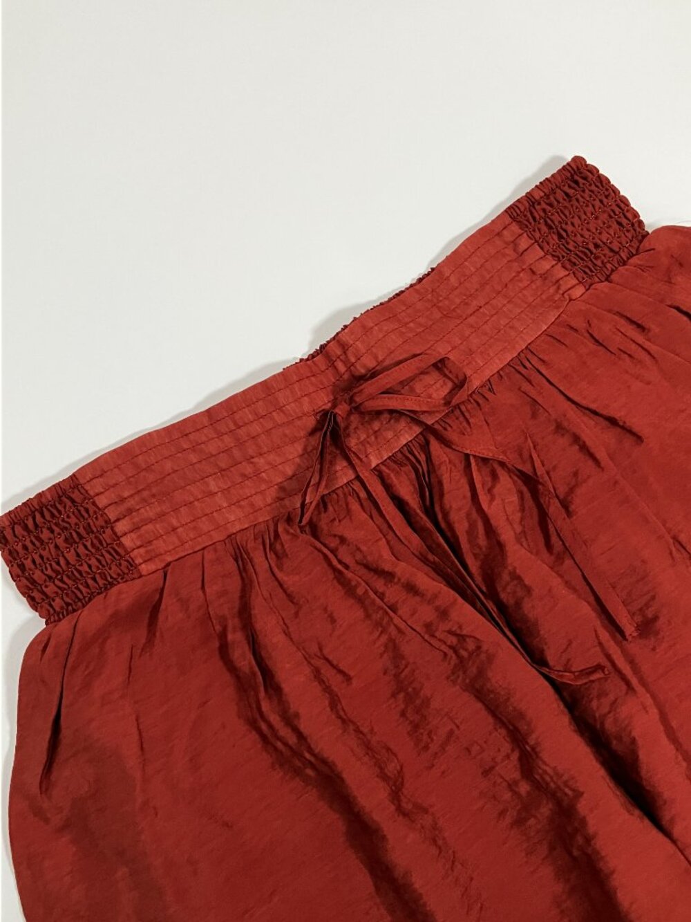 NWT Anthropologie Celandine Smocked Balloon Pants Deep Auburn Barrel Trousers M - Picture 8 of 10